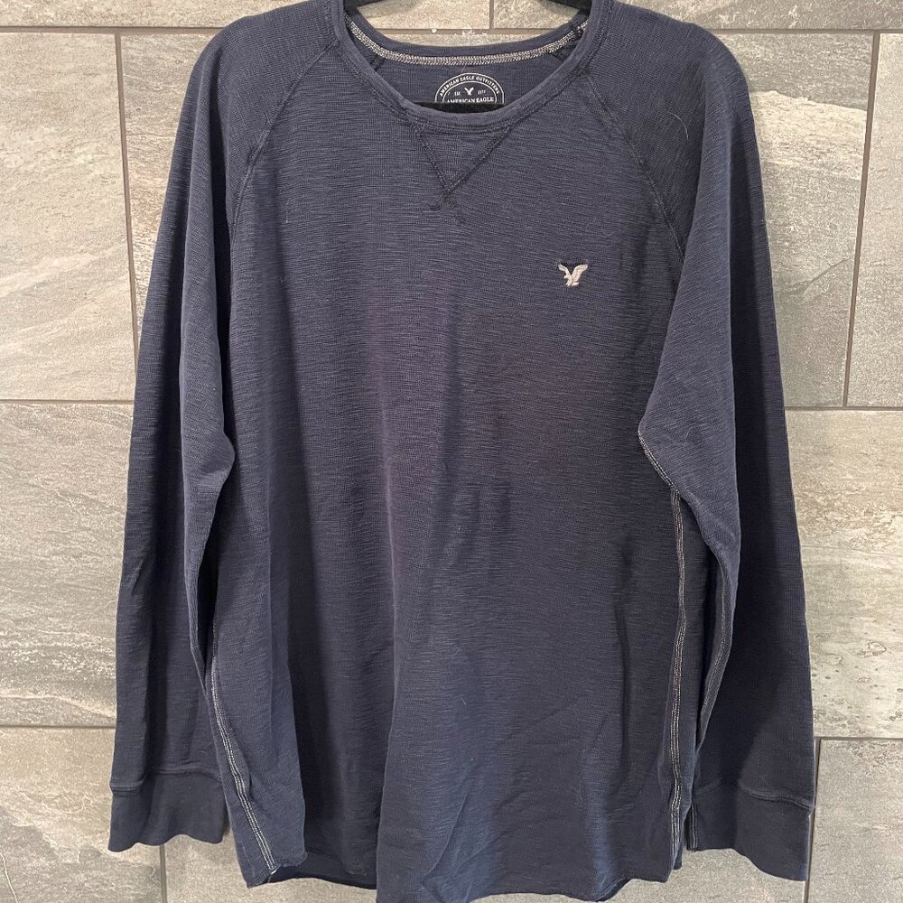 American Eagle Long Sleeve T-Shirt Blue XXL